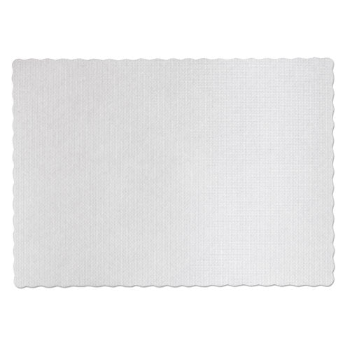 Knurl Embossed Scalloped Edge Placemats, 9.5 X 13.5, White, 1,000/carton