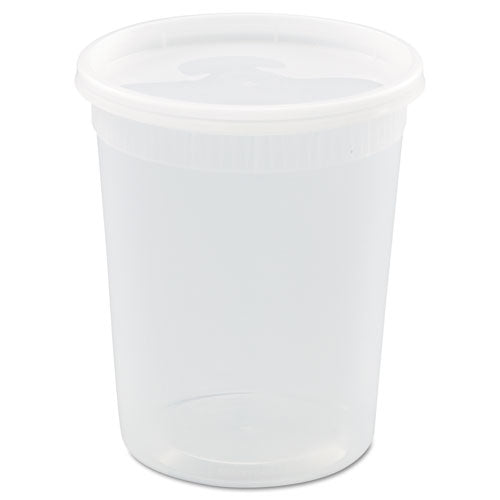Newspring Delitainer Microwavable Container, 32 Oz, 4.55 X 4.55 X 5.55, Black/clear, Plastic, 240/carton
