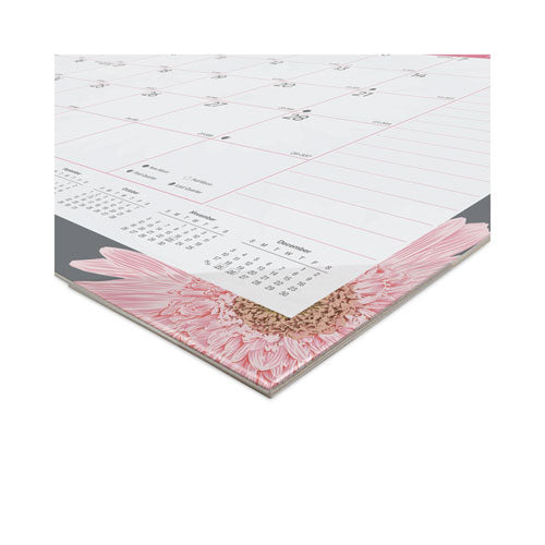 Monthly Desk Pad Calendar, 22 X 17, Pink/white Sheets, Clear Binding, Clear Corners, 12-month (jan To Dec): 2023