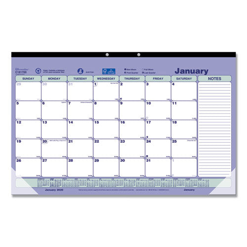 Monthly Desk Pad Calendar, 22 X 17, Pink/white Sheets, Clear Binding, Clear Corners, 12-month (jan To Dec): 2023