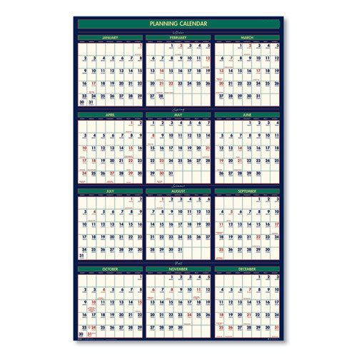 Four Seasons Business/academic Recycled Wall Calendar, 24 X 37, 12-month (july-june): 2022-2023, 12-month (jan To Dec): 2023