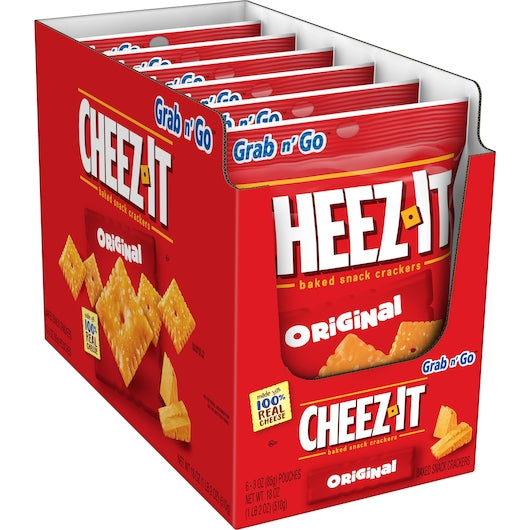 Kellogg's Cheez It Original Crackers-3 oz. Peg Bag-6 Boxes/Case