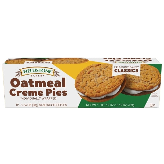 Fieldstone Individually Wrapped Oatmeal Creme Pie-12 Each-16/Box-1/Case