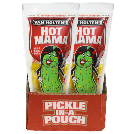 Van Holten's Hot Mama King Size Hot And Spicy Pickle Whole Single Serve Pouch-1 Each-12/Case