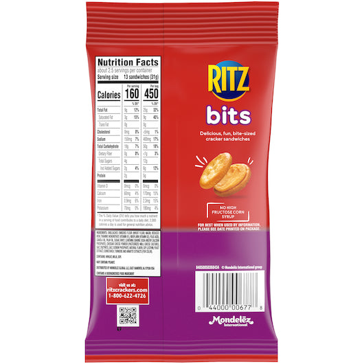Ritz Snack Bits Cheese Crackers Big Bag-36/Case