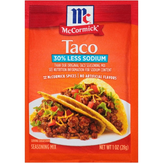 Mccormick Taco Seasoning Less Sodium-1 oz.-12/Case
