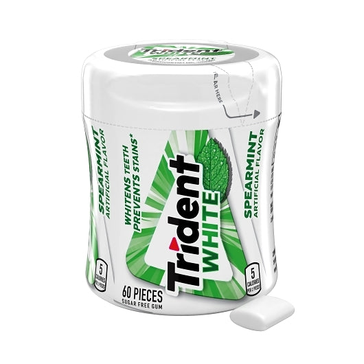 Trident White Spearmint Sugar Free Gum-60 Count-4/Box-6/Case