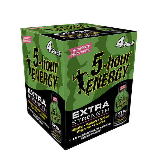 5-Hour Energy Energy Drink Strawberry Watermelon Extra Strength 4 Pack-7.72 fl oz.s-12/Case