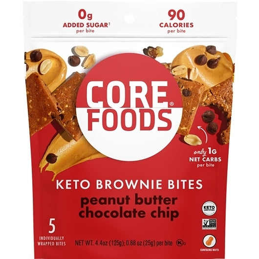 Core Foods 25Kg Keto Brownie Bites - Peanut Butter Chocolate Chip-0.34 Lb. Pouch-6/Case