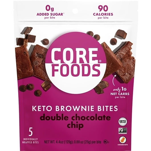 Core Foods 24Kg Keto Brownie Bites-Double Chocolate Chip-0.34 Lb. Pouch-6/Case