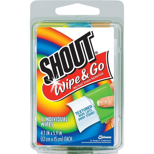 Shout Laundry Wipes Trial Size 4 Pack-4 Count-24/Case