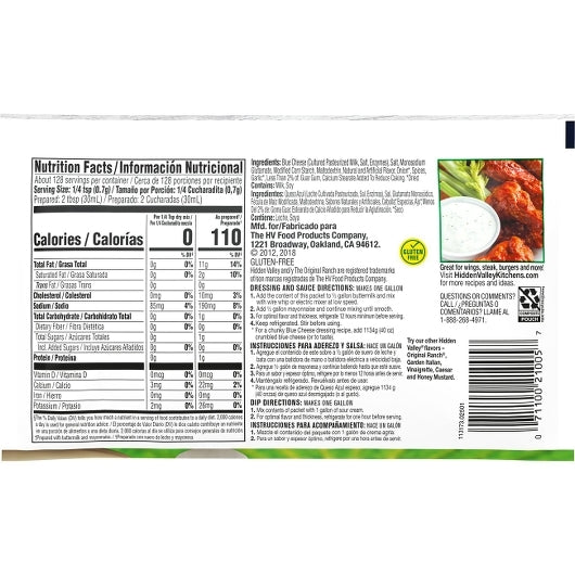 Hidden Valley Blue Cheese Dressing Mix-3.1 oz.-18/Case MPN# 21005 Round Eye Supply Hidden Valley Blue Cheese Dressing Mix-3.1 oz.-18/Case MPN# 21005 Round Eye Supply
