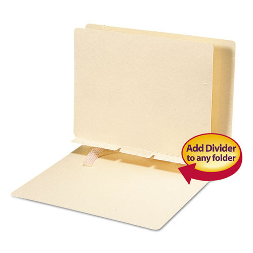 Self-adhesive Folder Dividers For Top/end Tab Folders, Prepunched For Fasteners, 1 Fastener, Letter Size, Manila, 100/box