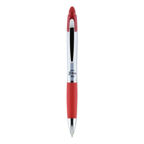 Z-grip Max Ballpoint Pen, Retractable, Medium 1 Mm, Red Ink, Silver Barrel, 12/pack