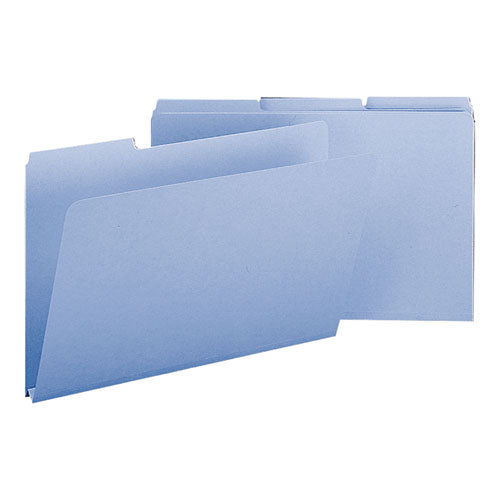 Expanding Recycled Heavy Pressboard Folders, 1/3-cut Tabs: Assorted, Legal Size, 1" Expansion, Blue, 25/box