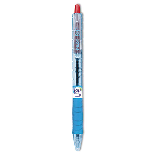 B2p Bottle-2-pen Recycled Ballpoint Pen, Retractable, Medium 1 Mm, Red Ink, Translucent Blue Barrel, Dozen