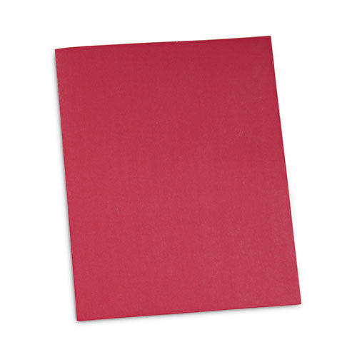 Two-pocket Portfolio, Embossed Leather Grain Paper, 11 X 8.5, Red, 25/box