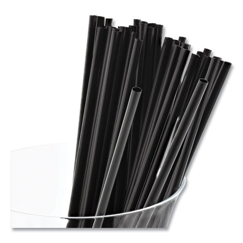 Sip Straws, 7.5", Plastic, Black, 10,000/carton