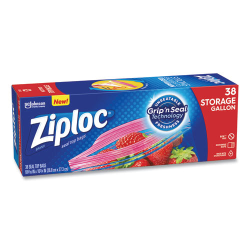 Ziploc Double Zipper Storage Bags 1 Gal 1.75 Mil 10.56"x10.75" Clear 38 Bags/box 9 Boxes/Case
