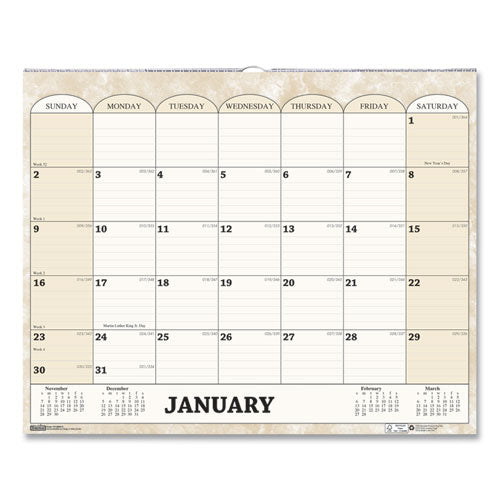 Recycled Monthly Horizontal Wall Calendar, Marble Stone Artwork, 14.88 X 12, White/sand Sheets, 12-month (jan To Dec): 2023