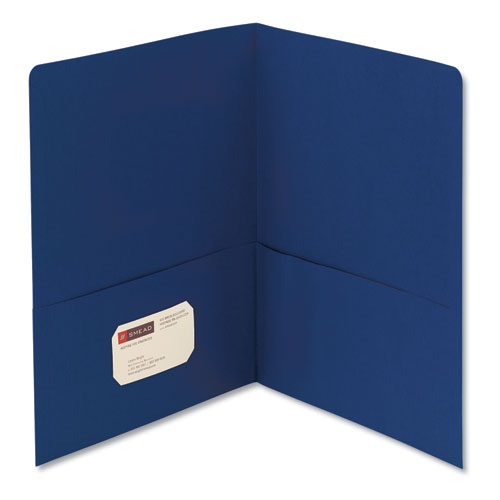 Two-pocket Folder, Textured Paper, 100-sheet Capacity, 11 X 8.5, Dark Blue, 25/box