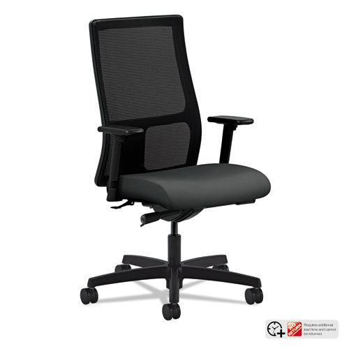 Ignition Series Mesh Mid-back Work Chair, Supports Up To 300 Lb, 17.5" To 22" Seat Height, Iron Ore Seat, Black Back/base