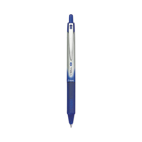 Vball Rt Liquid Ink Roller Ball Pen, Retractable, Fine 0.7 Mm, Blue Ink, Blue/white Barrel
