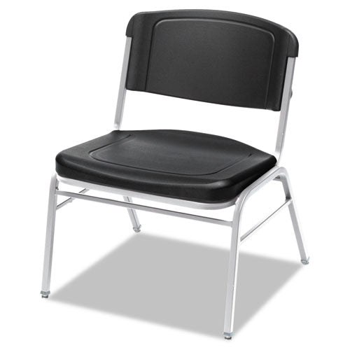 Rough N Ready Wide-format Big And Tall Stack Chair, Supports 500lb, 18.5" Seat Height, Black Seat/back, Silver Base, 4/carton