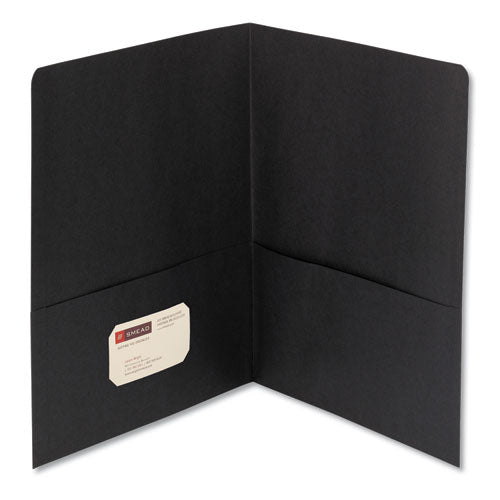 Two-pocket Folder, Textured Paper, 100-sheet Capacity, 11 X 8.5, Black, 25/box