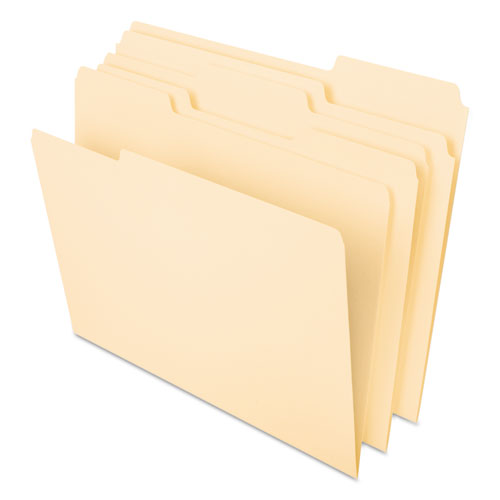 Interior File Folders, 1/3-cut Tabs: Assorted, Letter Size, Manila, 100/box