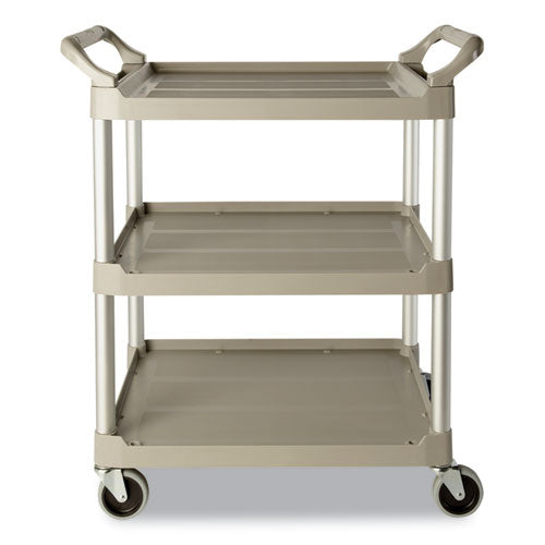 Three-shelf Service Cart, Plastic, 3 Shelves, 200 Lb Capacity, 18.63" X 33.63" X 37.75", Off-white