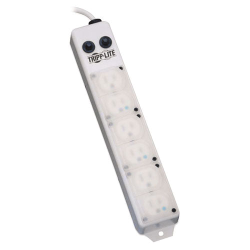 Medical-grade Power Strip For Patient-care Vicinity, 6 Outlets, 15 Ft Cord, White