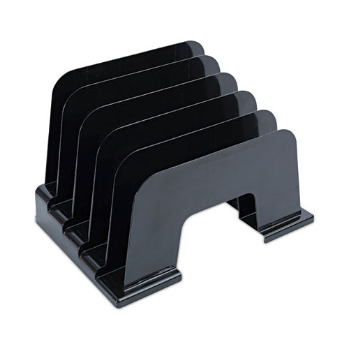 Recycled Plastic Incline Sorter, 5 Sections, Letter Size Files, 13.25" X 9" X 9", Black