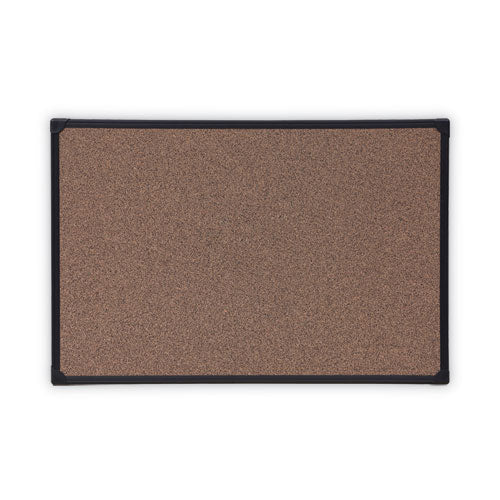 Tech Cork Board, 36 X 24, Cork Surface, Black Plastic Frame