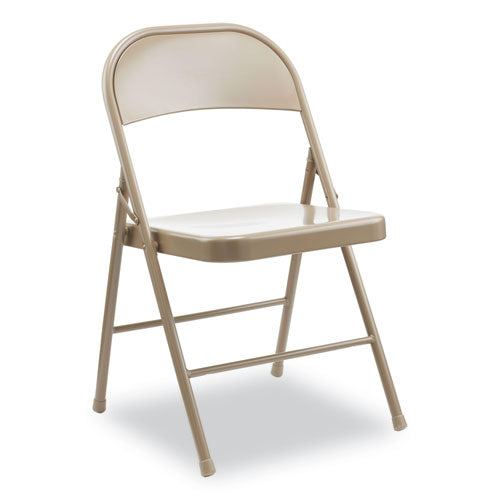 Armless Steel Folding Chair, Supports Up To 275 Lb, Tan Seat, Tan Back, Tan Base, 4/carton