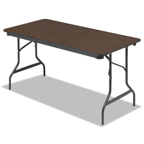 Officeworks Classic Wood-laminate Folding Table, Curved Legs, Rectangular, 60w X 30d X 29h, Walnut