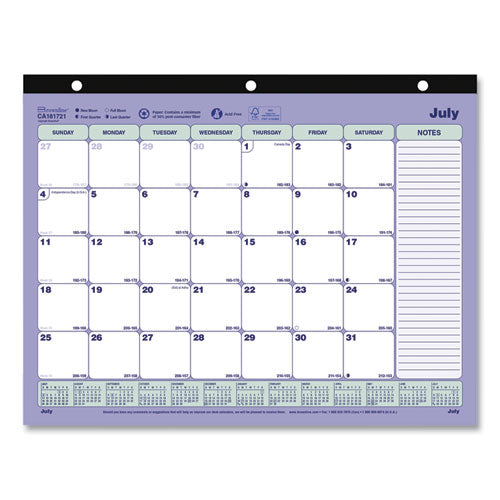 Academic 13-month Desk Pad Calendar, 11 X 8.5, Black Binding, 13-month (july To July): 2023 To 2024