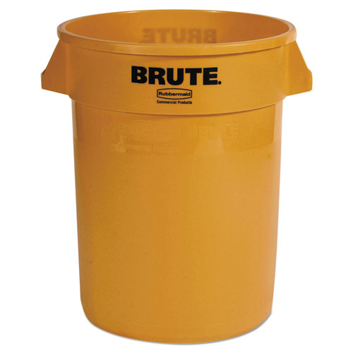 Rubbermaid Commercial Vented Round Brute Container 32 Gal Plastic Yellow
