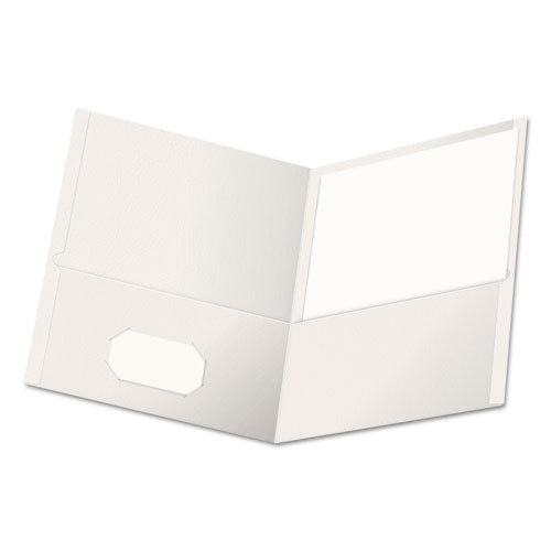 Two-pocket Portfolio, Embossed Leather Grain Paper, 11 X 8.5, White, 25/box