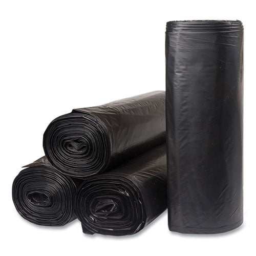 Low-density Commercial Can Liners, 60 Gal, 1.2 Mil, 38" X 58", Black, 10 Bags/roll, 10 Rolls/carton