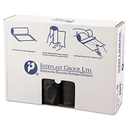 High-density Interleaved Commercial Can Liners, 45 Gal, 12 Microns, 40" X 48", Black, 25 Bags/roll, 10 Rolls/carton