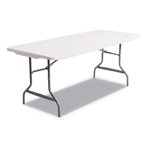 Resin Rectangular Folding Table, Square Edge, 72w X 30d X 29h, Platinum