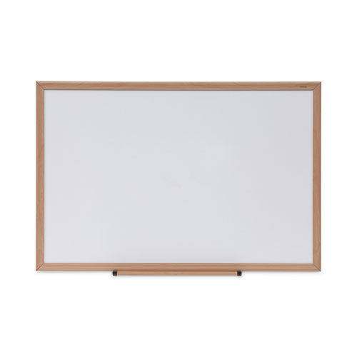 Deluxe Melamine Dry Erase Board, 36 X 24, Melamine White Surface, Oak Fiberboard Frame