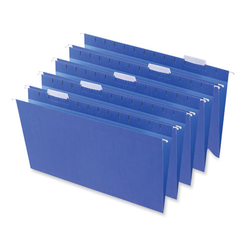 Deluxe Bright Color Hanging File Folders, Legal Size, 1/5-cut Tabs, Blue, 25/box