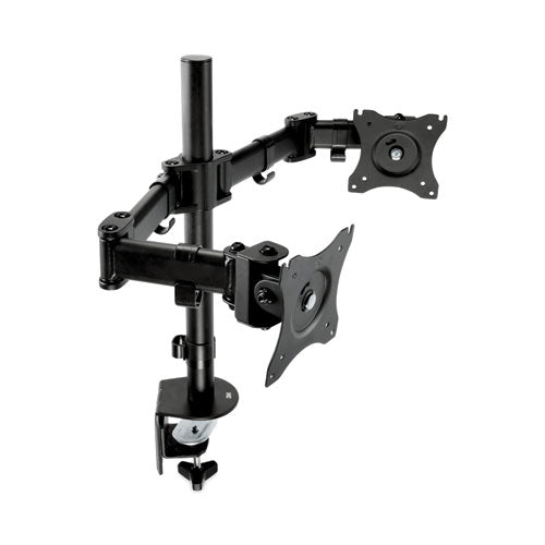 Dual Monitor Mount, For 27" Monitors, 360 Degree Rotation, +45 Degree/-45 Degree Tilt, 90 Degree Pan, Black, Supports 20 Lb