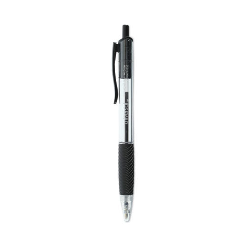 Comfort Grip Ballpoint Pen, Retractable, Medium 1 Mm, Black Ink, Clear Barrel, Dozen