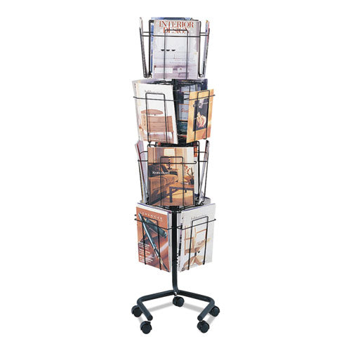 Safco® Wire Rotary Display Racks, 16 Compartments, 15w X 15d X 60h ...