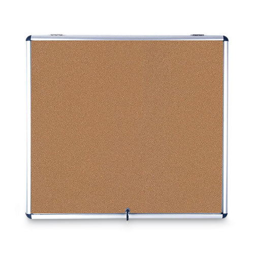 Slim-line Enclosed Cork Bulletin Board, One Door, 47 X 38, Cork Surface, Aluminum Frame