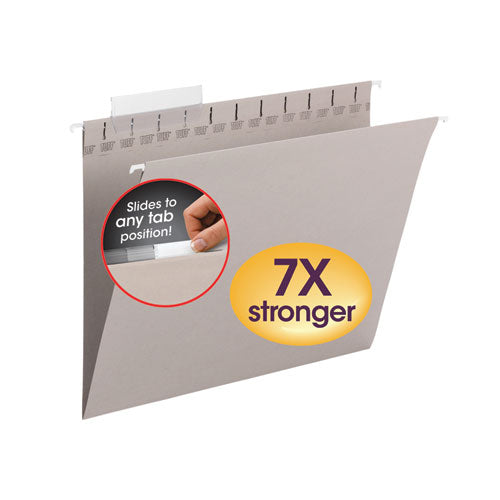 Tuff Hanging Folders With Easy Slide Tab, Letter Size, 1/3-cut Tabs, Steel Gray, 18/box