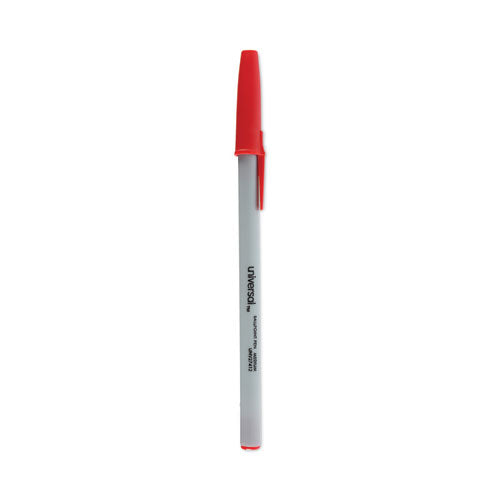 Ballpoint Pen, Stick, Medium 1 Mm, Red Ink, Gray Barrel, Dozen